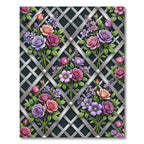 Pink Purple Rose Trellis Garden Rug