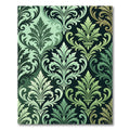 Elegant Emerald Damask Scroll Foliage Rug