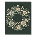 Elegant Cream Peony Rose Floral Wreath Rug