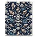 Dark Nautical Skulls Seashells Ocean Wave Rug