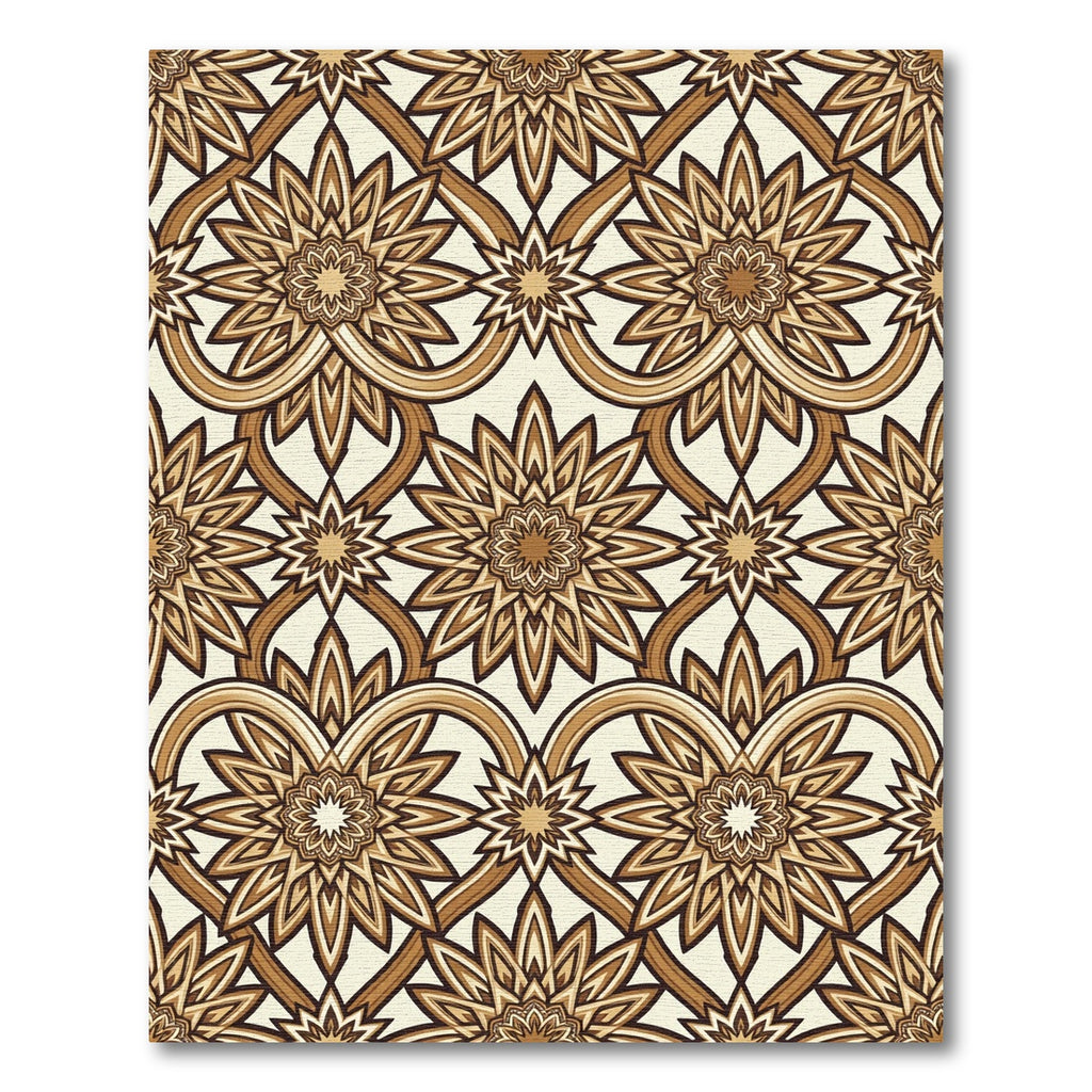 Elegant Beige Floral Interlocking Scroll Rug