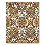 Elegant Beige Floral Interlocking Scroll Rug