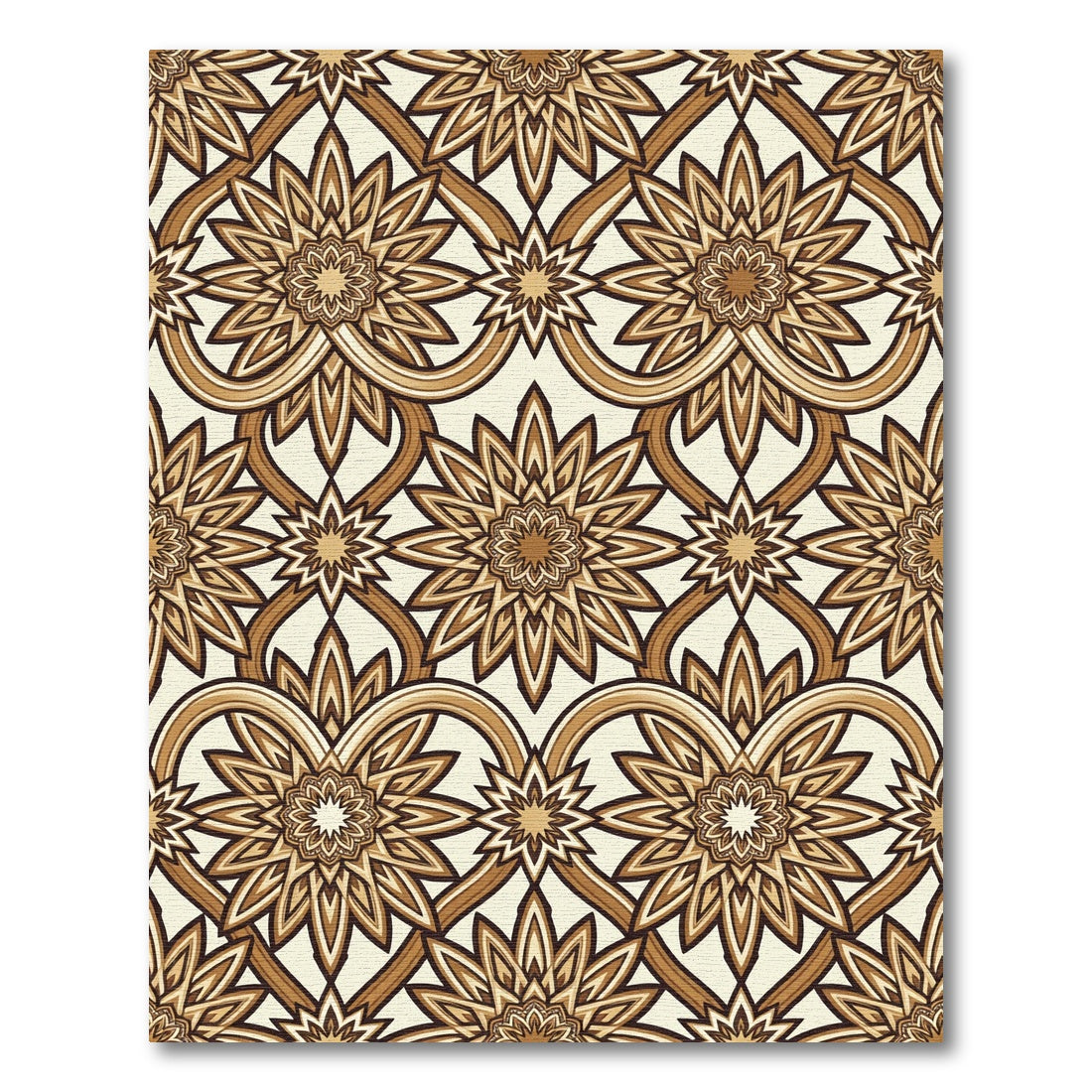 Elegant Beige Floral Interlocking Scroll Rug