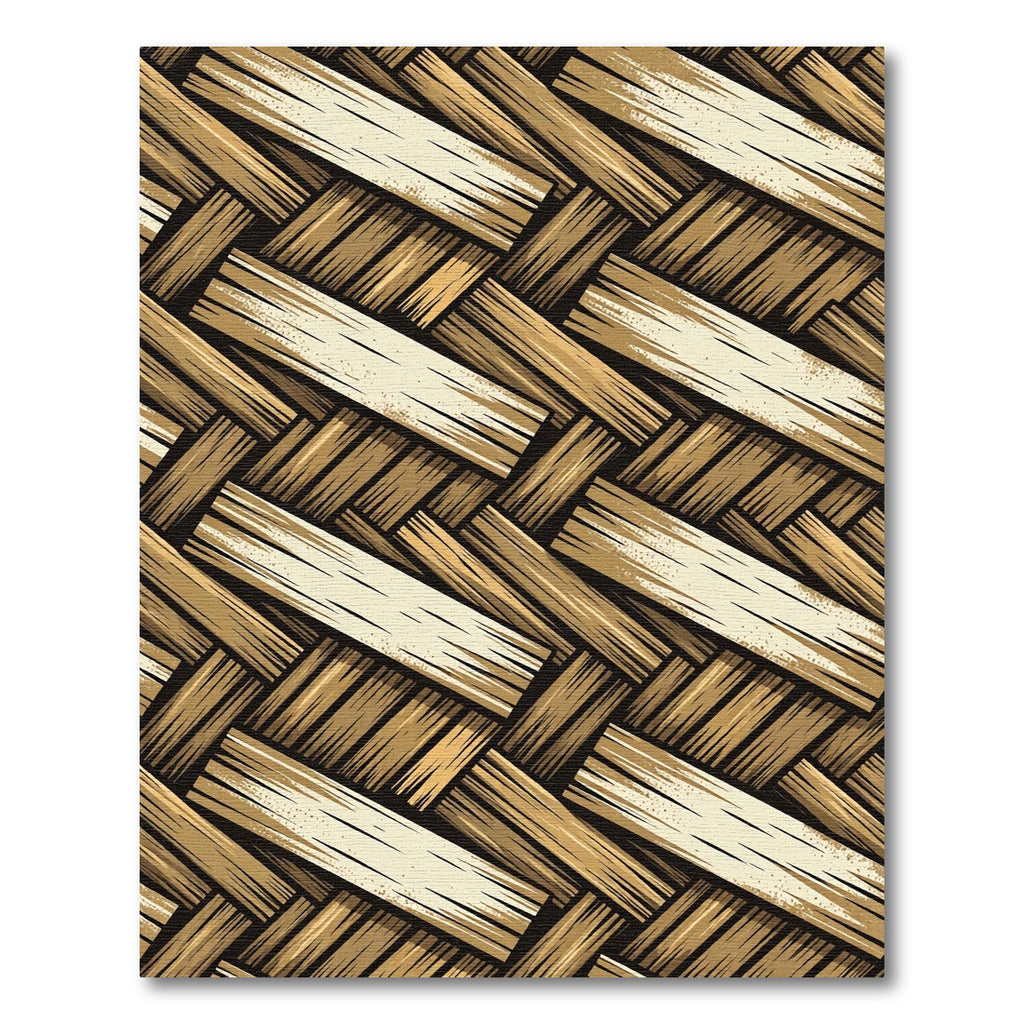 Golden Woven Wood Texture Rug