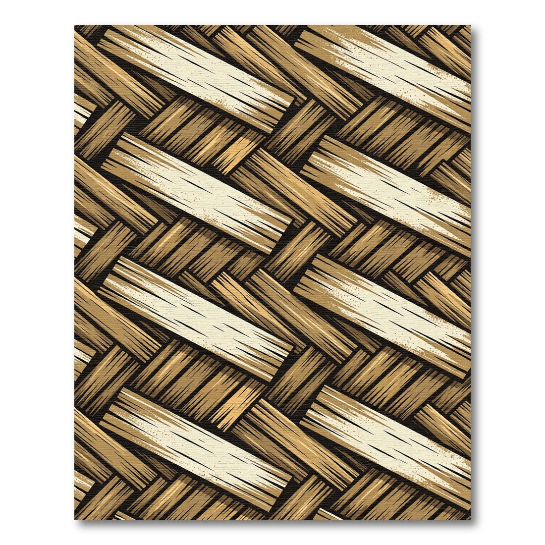 Golden Woven Wood Texture Rug