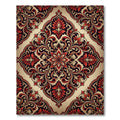 Crimson Red Floral Damask Ornament Rug