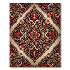 Crimson Red Floral Damask Ornament Rug
