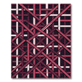 Geometric Crimson Overlapping Linear Grid Rug