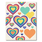 Vibrant Rainbow Layered Heart Abstract Rug