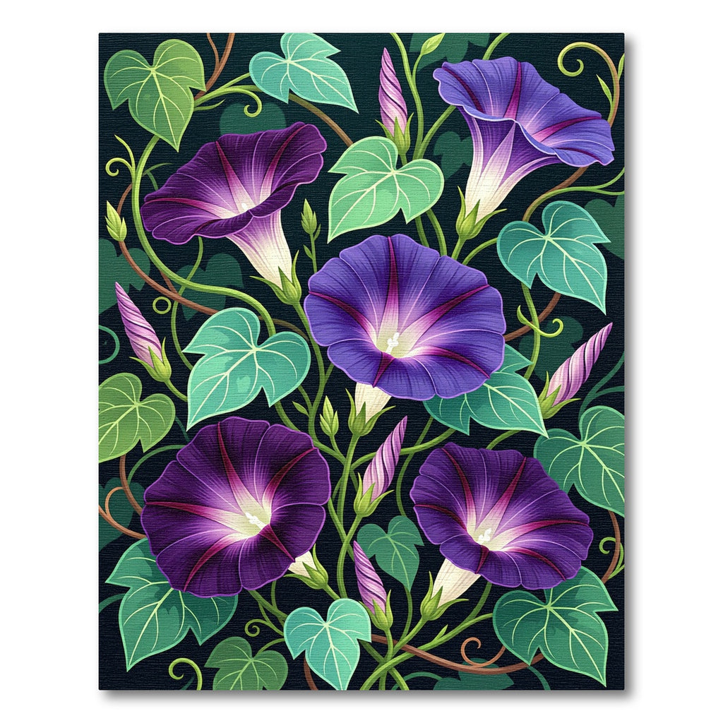 Deep Purple Morning Glory Vine Rug