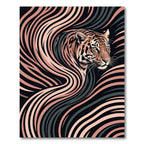 Modern Tiger Portrait with Flowing Lines Rug