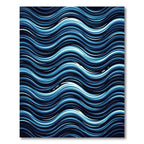 Deep Blue Gradient Wavy Lines Rug