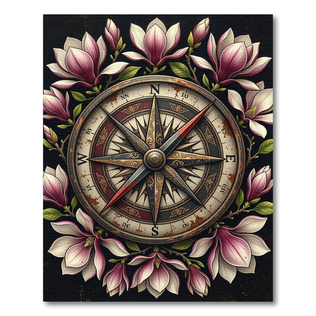 Vintage Magnolia Compass Floral Medallion Rug