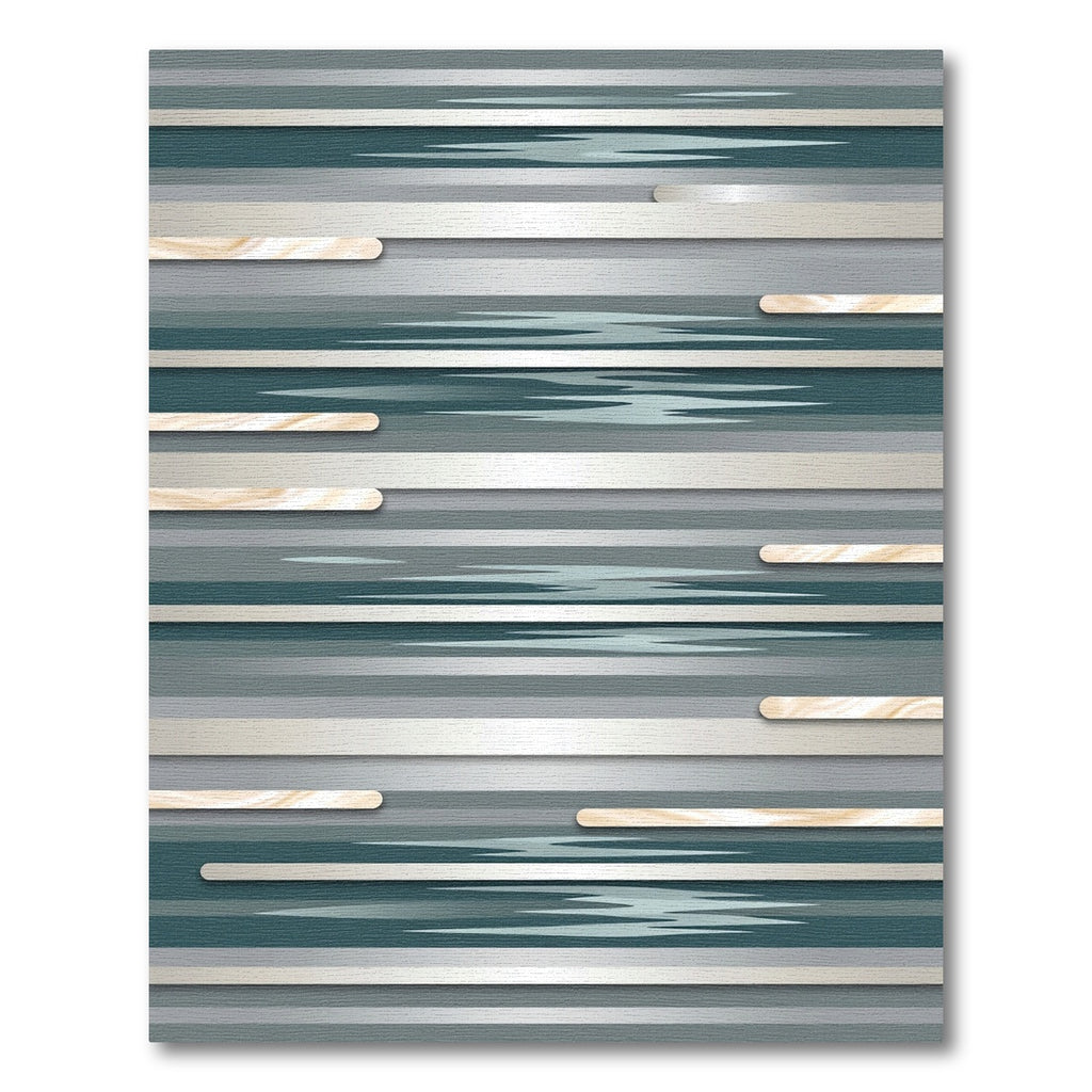 Modern Teal and Silver Linear Abstract Rug
