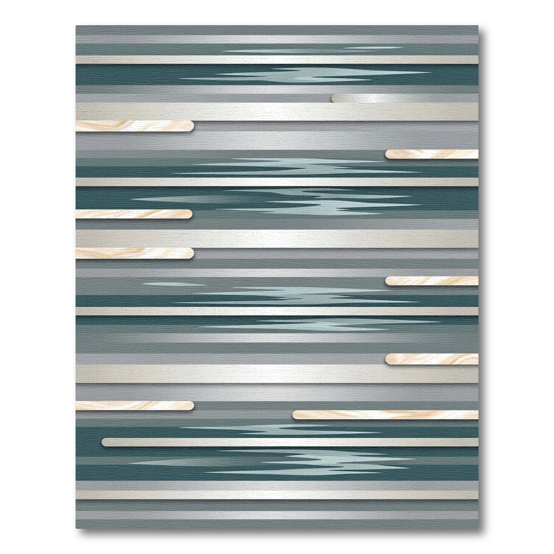 Modern Teal and Silver Linear Abstract Rug