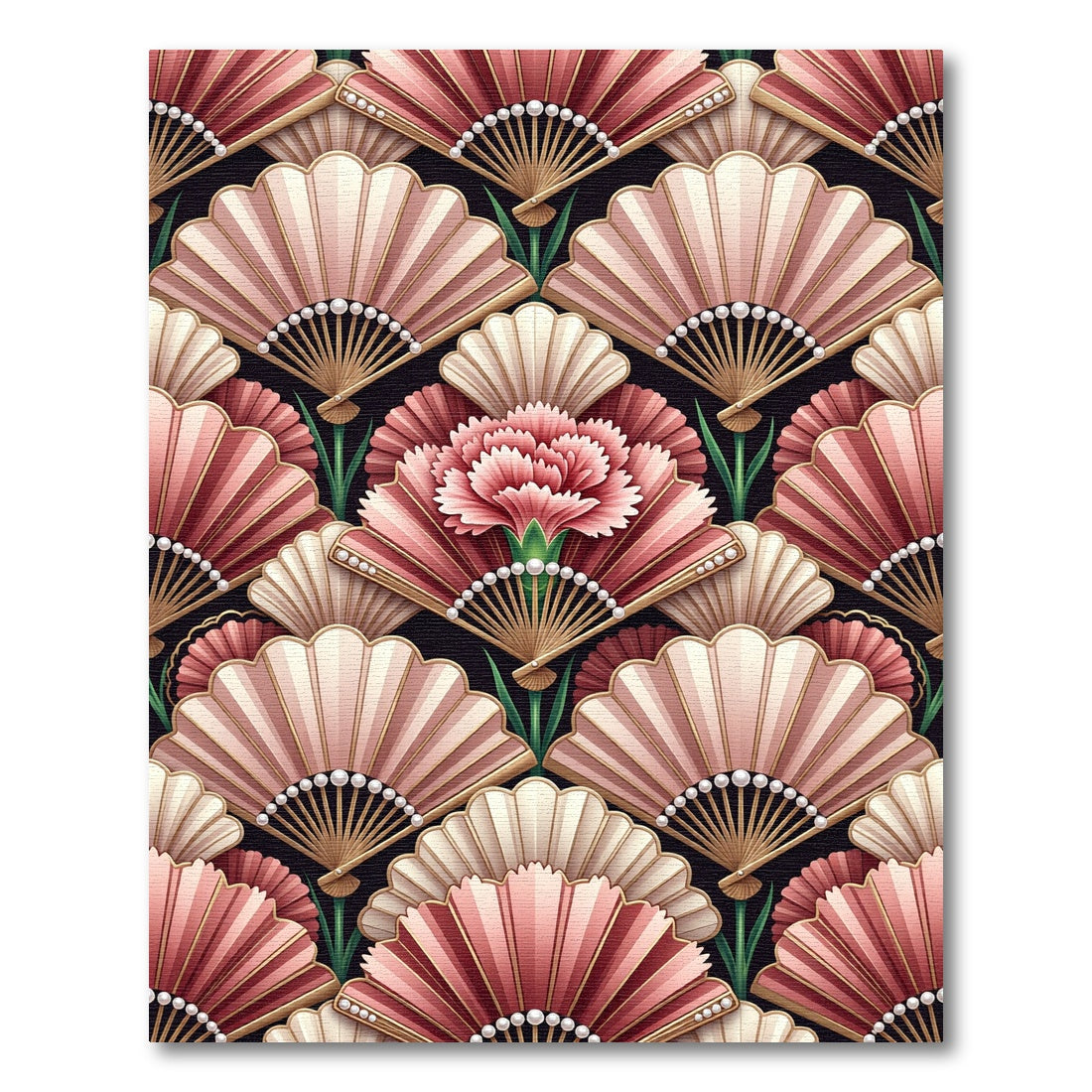 Pink Fan Blossom Art Deco Rug
