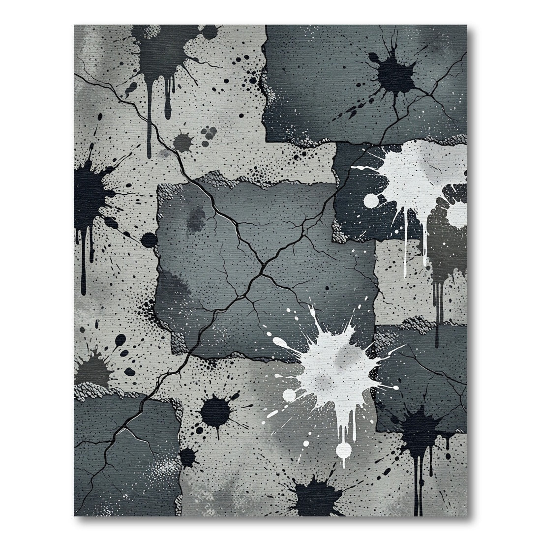 Cracked Concrete Splatter Abstract Rug