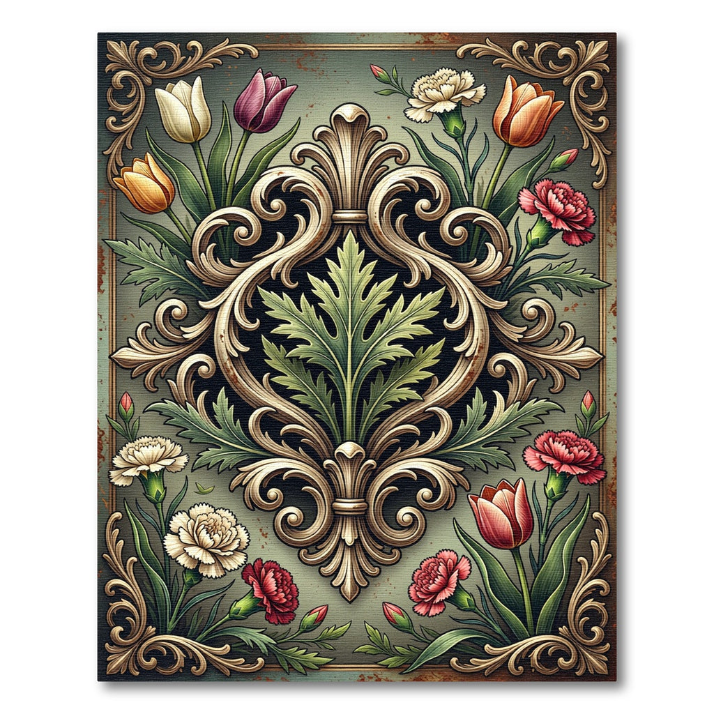 Elegant Ornate Floral Baroque Medallion Rug