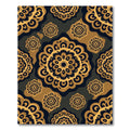 Ornate Golden Black Medallion Mandala Rug