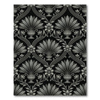 Black Terra-cotta Floral Urn Scroll Rug