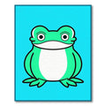 Cute Green Frog Character Illustration Rug