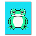 Cute Green Frog Character Illustration Rug