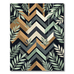 Geometric Sage and Ochre Chevron Foliage Rug