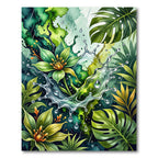 Vibrant Green Jungle Rain Splash Rug