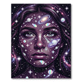 Celestial Galaxy Goddess Face Cosmic Rug