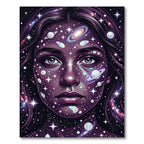 Celestial Galaxy Goddess Face Cosmic Rug