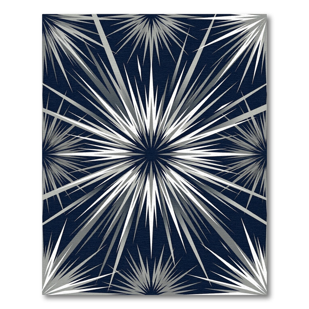 Radiant Silver Spiked Geometric Navy Starburst Rug