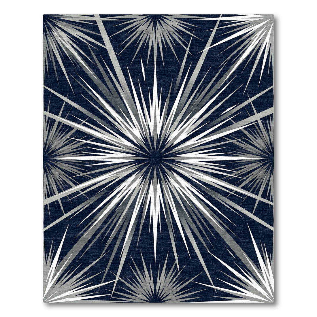 Radiant Silver Spiked Geometric Navy Starburst Rug