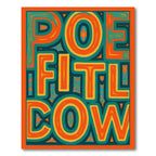 Vibrant Orange Teal Yellow Abstract Letters Rug