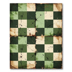 Vintage Green Checkerboard Splatter Rug