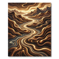 Golden Brown Wavy River Landscape Rug