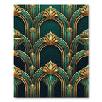 Emerald Jewel Art Deco Arched Gold Rug