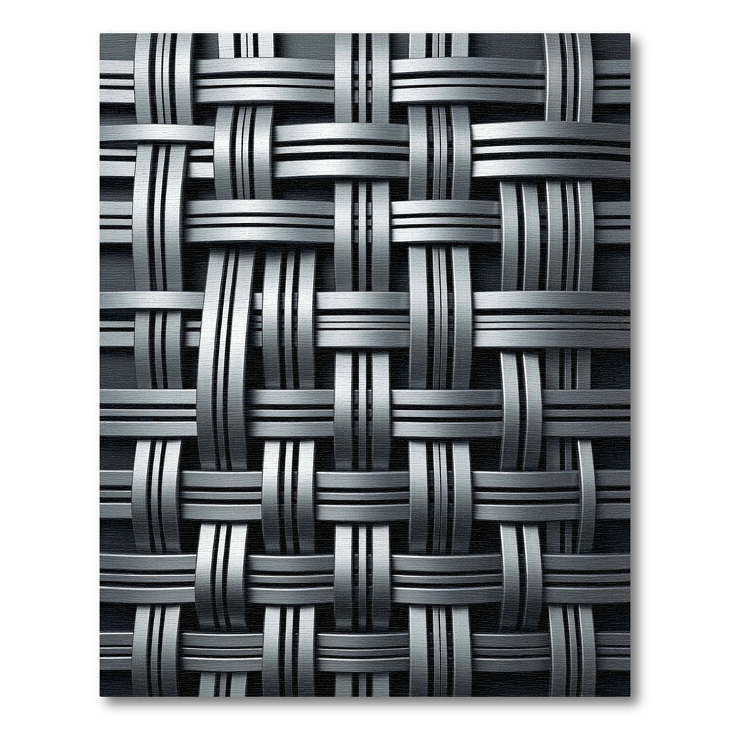 Industrial Metallic Silver Interlocking Weave Rug