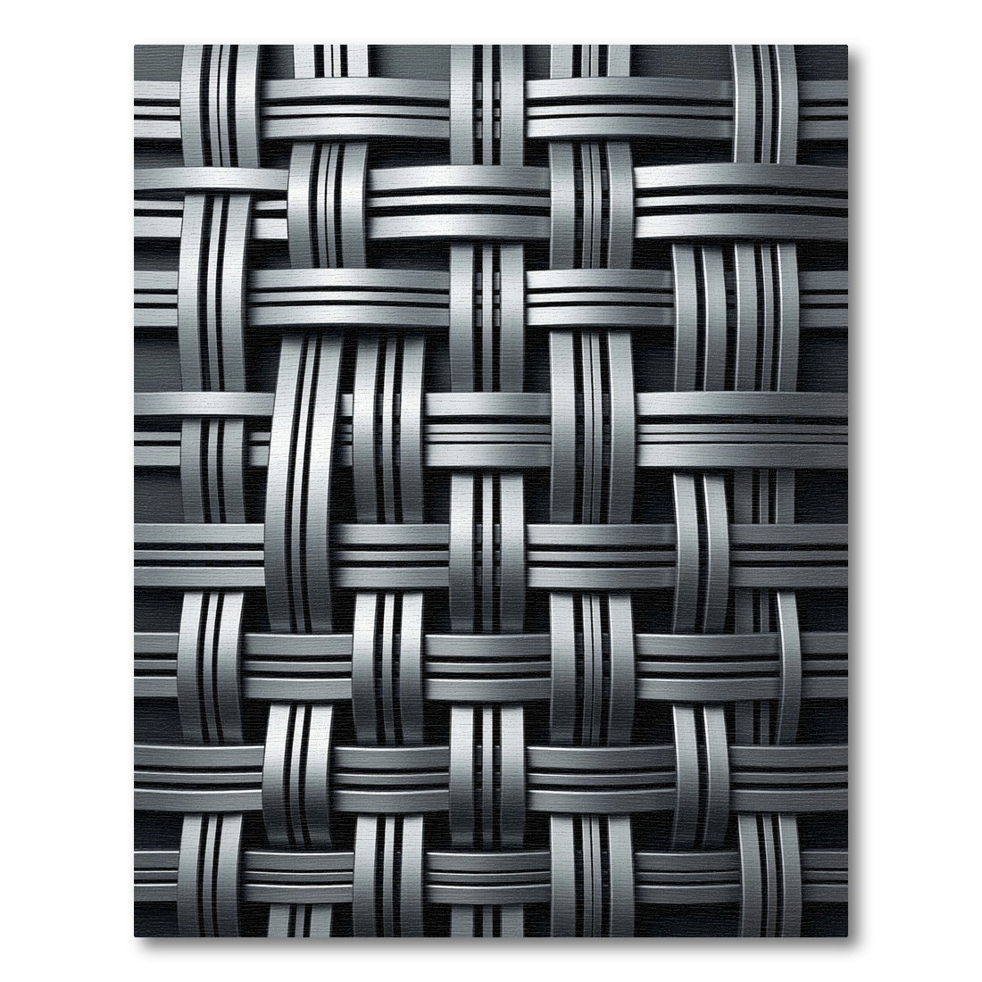 Industrial Metallic Silver Interlocking Weave Rug
