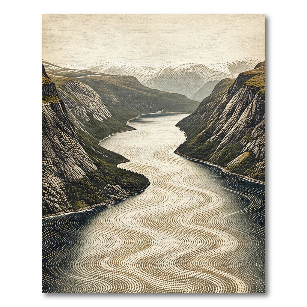 Verdant Fjords Winding Waterway Rug