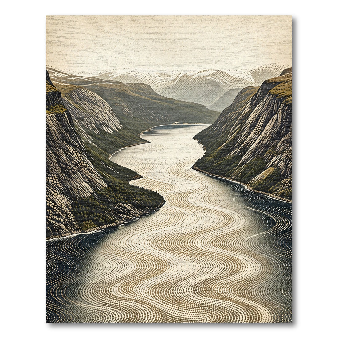 Verdant Fjords Winding Waterway Rug