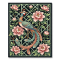 Elegant Peacock and Peony Floral Grille Rug