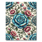 Blue and Pink Vintage Floral Bloom Rug