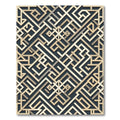 Geometric Interlocking Gold Arabic Calligraphy Rug