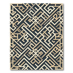 Geometric Interlocking Gold Arabic Calligraphy Rug