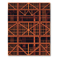 Orange Industrial Geometric Steel Structure Rug