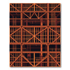 Orange Industrial Geometric Steel Structure Rug