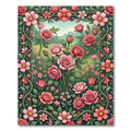 Pink Coral Floral Garden Frame Rug