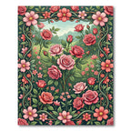 Pink Coral Floral Garden Frame Rug