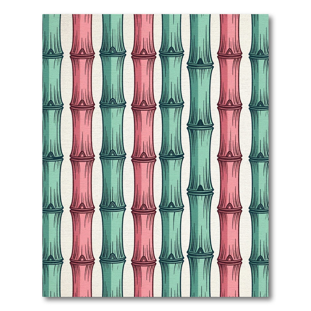 Pastel Pink and Mint Bamboo Stripe Rug