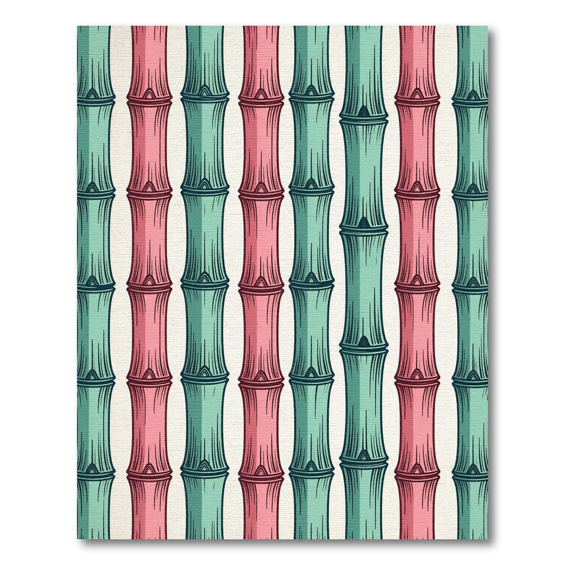 Pastel Pink and Mint Bamboo Stripe Rug